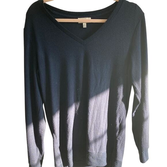 Lucky Brand V Neck Style Navy Dark Academia Pullover Preppy Women's Sweater SZ S - Picture 1 of 10
